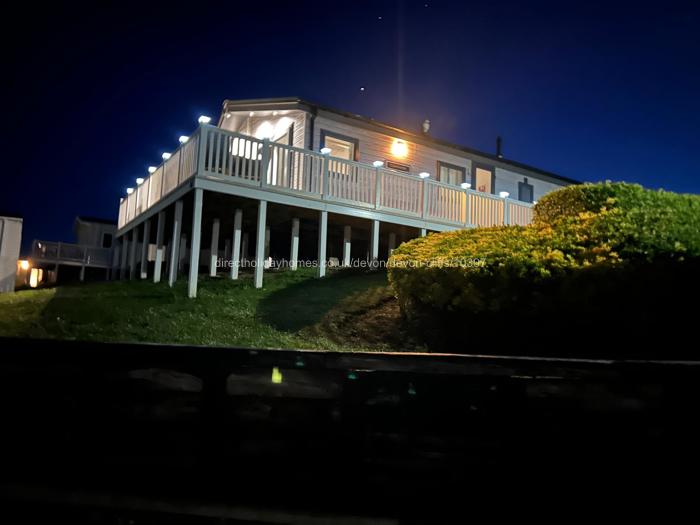 Decking lighted at night