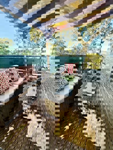 Outdoor seating area with views 