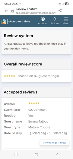 84 5 star reviews from my old websi