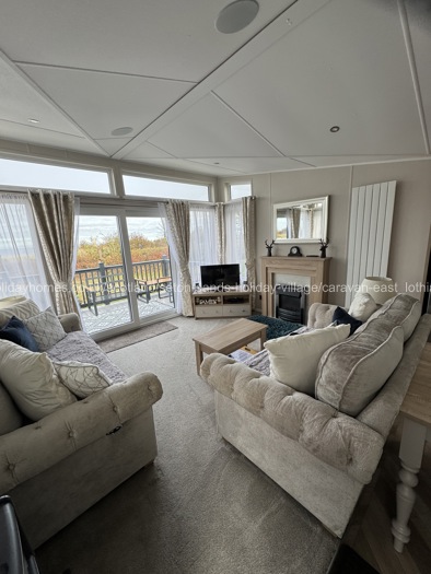 Living room with sliding patio door