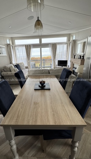 Dining area with downlighters. 