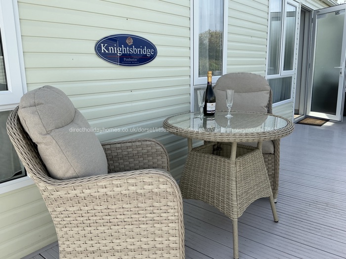 Bistro table/chairs on side decking