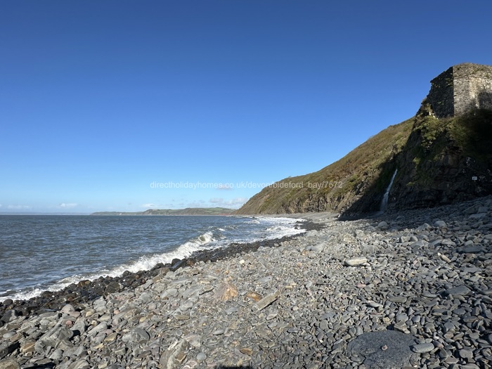 The tide is in at Bucks Mill beach