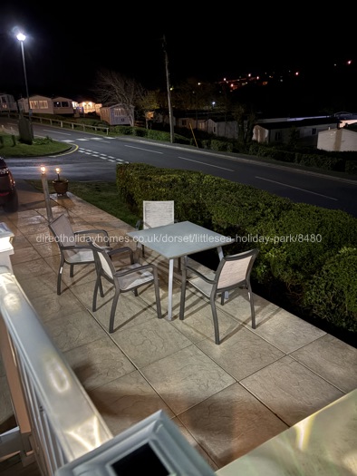 Patio with table, chairs and bench