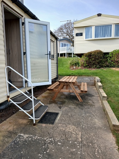 Patio with picnic bench