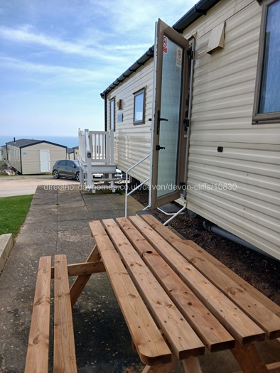Patio with picnic bench