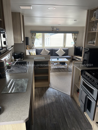 Kitchen through yo living room